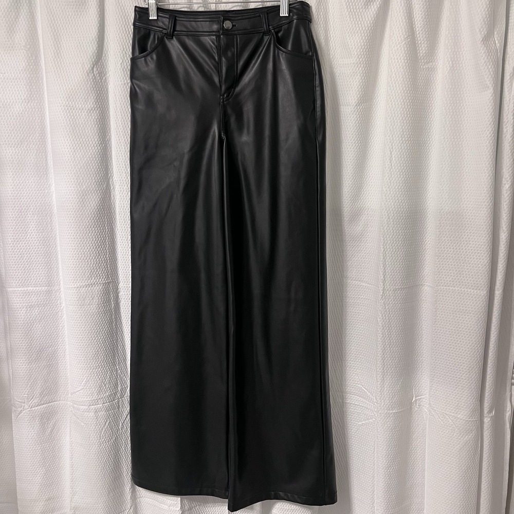 Rae Mode Women Faux‎ Vegan Leather Pants Black Size S Phoebe Wide Leg